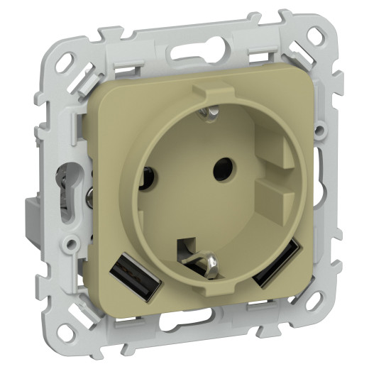 FLITE Роз.с з/к/ш 16А USB AA 3,1А б/к РСЮша11-1-ФлО ол. IEK