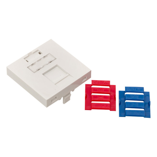 Вставка розеточная TERACOM PRO 45x45мм формат Mosaic на 1 модуль Keystone со шторкой и маркером белая