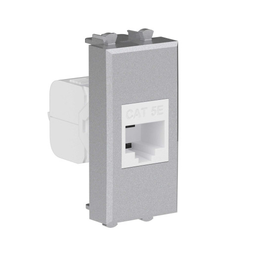 Компьютерная розетка RJ-45 без шторки модульная, кат.5е, Avanti, закаленная сталь, 1 модуль