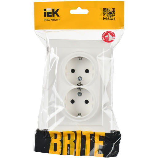 BRITE Роз. 2-я с з/к без з/ш 16А в сб. РС12-3-БрБ бел. IEK