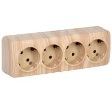 IEK GLORY РС24-3-ХС Розет. 4-ая с з/к о/у 16А GLORY сосна