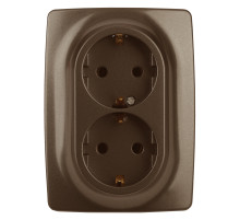 ЭРА Розетка Серия 12 12-2108-13 2X2P+E Schuko со шторками 16A-250В IP20 бронза