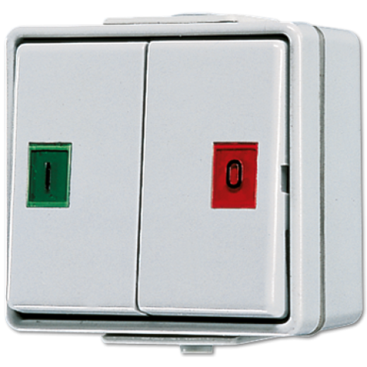 Сдвоенная кнопка без фиксации с символами (пуск-стоп)