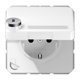 JUNG SCHUKO Steckd.m.Klappd.Schloss, белая