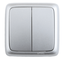 Hegel Альфа наруж Серебро ВА16-151-06 Выключатель 2-клавишный