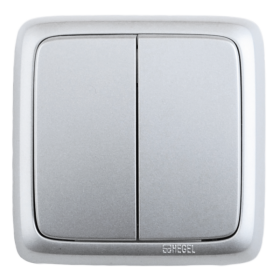 Hegel Альфа наруж Серебро ВА16-151-06 Выключатель 2-клавишный