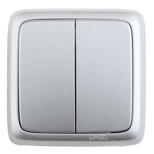 ВА16-151-06 Выключатель открытой установки, двухклавишный, цвет серебро