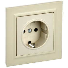 IEK BRITE Бежевый Розетка с з/к/ш 16А в сборе РСР14-1-0-БрКр