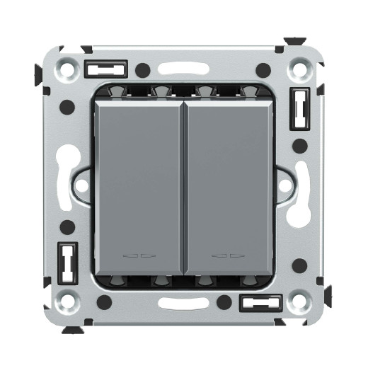 Кнопка двухклавишная в стену, Avanti, закаленная сталь