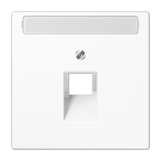 Крышка для одинарной телефонной и компьютерной розетки UAE с полем для надписи, белая