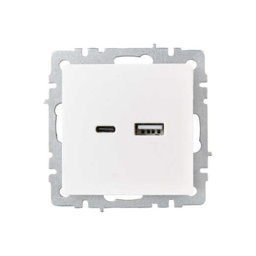 BRITE Роз. USB A+C 18Вт РЮ11-1-БрЖ жемч. IEK