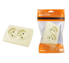 TDM Розетка двойная 2П 10А 250В сл. кость 