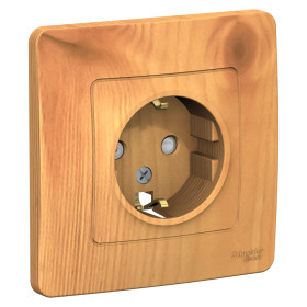 Systeme Electric Blanca внутр Ясень Розетка с/з со шторками, 16А, 250В