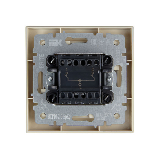 BRITE Выключ. 2-кл. 10А в сб. ВСР10-2-0-БрКр беж. IEK