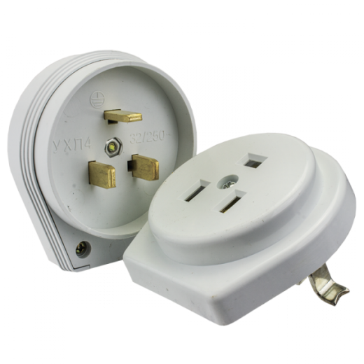 Разъем РШ-ВШ 32А 250В 2P+PE (СУ) пластиковый бел. EKF PROxima