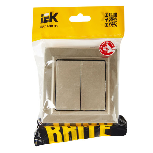 BRITE Выключ. 2-кл. 10А в сб. ВСР10-2-0-БрШ шамп. IEK