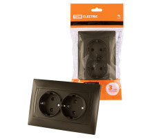 TDM Розетка двойная 2П+З 16А 250В  бронза 