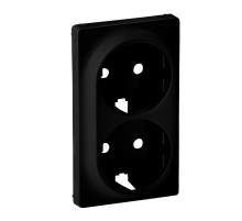Valena LIFE Black. Лицевая панель для двойной силовой розетки 2х2К+З. Антрацит..