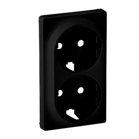Valena LIFE Black. Лицевая панель для двойной силовой розетки 2х2К+З. Антрацит..