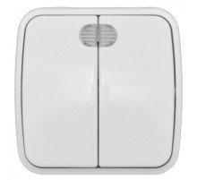 EKF Basic Минск Белый Выключатель 2-кл с индикатором, 10А, ОП.