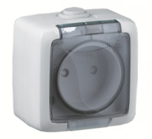 Hegel Альфа IP44 наруж Белая РА16-202 Розетка, со шторками, брызгозащищенная