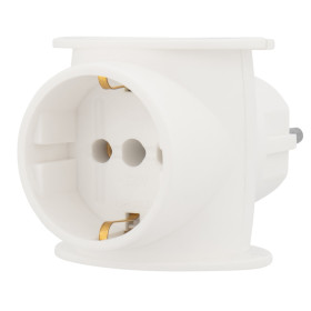 REXANT Тройник электрический универсальный, 16 А, одно гнездо с заземлением, белый.
