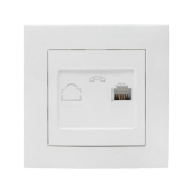 EKF PROxima Валенсия розетка телефонная RG-11 1-местная белая.