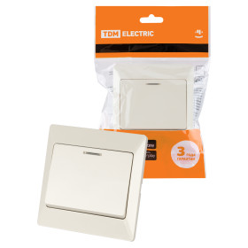 TDM Выключатель 1 кл. с подсветкой 10А сл. кость 
