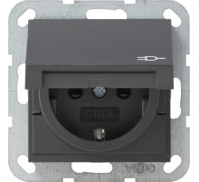 Gira S-55 Антрацит Розетка с/з, с затвором (shutter) и символом