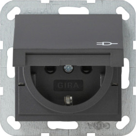 Gira S-55 Антрацит Розетка с/з, с затвором (shutter) и символом