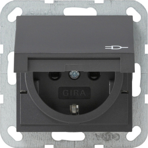 Розетка c з/к, крышкой, с защитой от детей и пиктограммой