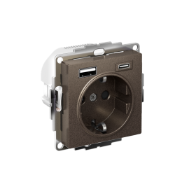 Systeme Electric AtlasDesign Мокко Розетка 16А с USB A+C (5В/2,4А/3 А, 2х5В/1,5А), мех