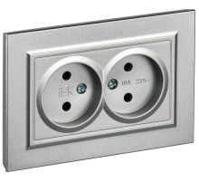 IEK BRITE Алюминий Розетка 2-я без з/к/ш 10А в сборе РС12-2-БрА