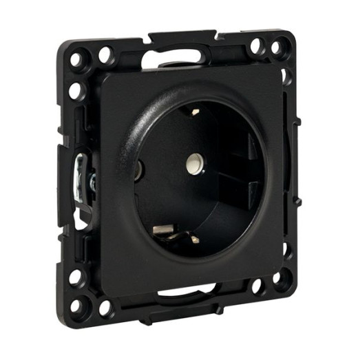 Стокгольм Механизм Розетки 1-местной с/з 16А винтовые клеммы черный с защ. штор. EKF PROxima