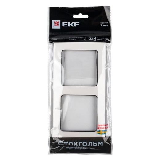 Стокгольм Рамка 2-местная белая с линией цвета черный EKF PROxima