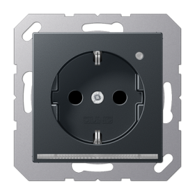 JUNG SCHUKO-розетка с LED подсветкой, матовый антрацит