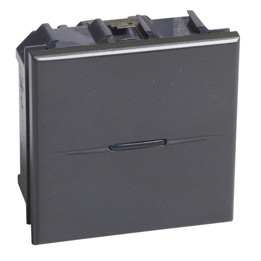 Axolute. Выключатель аксиальный одноклавишный 10А 250В. Винтовые клеммы. 2 модуля. Цвет Антрацит