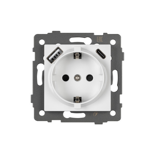 Механизм розетки с USB зарядкой SCT-MUAA-PL-WH-V (250V, 16A) (Arlight, -)