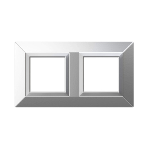 Рамка из металла 2 поста (4 мод.), Avanti, светло-серебристая