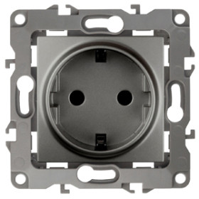 ЭРА Розетка Серия 12 12-2001-12 2P+E Schuko16A-250В IP20 без м.лапок графит