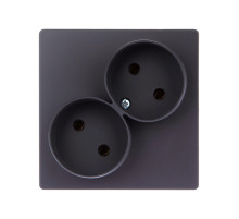 Simon 24 Графит Розетка двойная 2К без защитных шторок