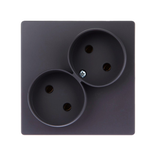Розетка двойная 2К без защитных шторок, графит