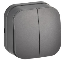 IEK GLORY Выключ. 2-кл. о/у 10А ВС20-2-0-ХСм сталь м.