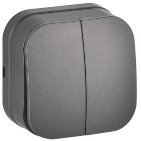 IEK GLORY Выключ. 2-кл. о/у 10А ВС20-2-0-ХСм сталь м.