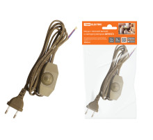 TDM Шнур с плоской вилкой и светорегулятором ШУ05С3 (200Вт, RL) ШВВП 2х0,75мм2 2м. бронза