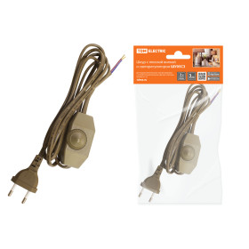 TDM Шнур с плоской вилкой и светорегулятором ШУ05С3 (200Вт, RL) ШВВП 2х0,75мм2 2м. бронза