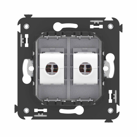 Компьютерная розетка RJ-45 без шторки в стену, кат.6 двойная, Avanti, закаленная сталь