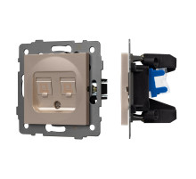 Arlight Механизм компьютерной розетки двойной SCT-MPC2-PL-GD-V (RJ-45, CAT6) (-)