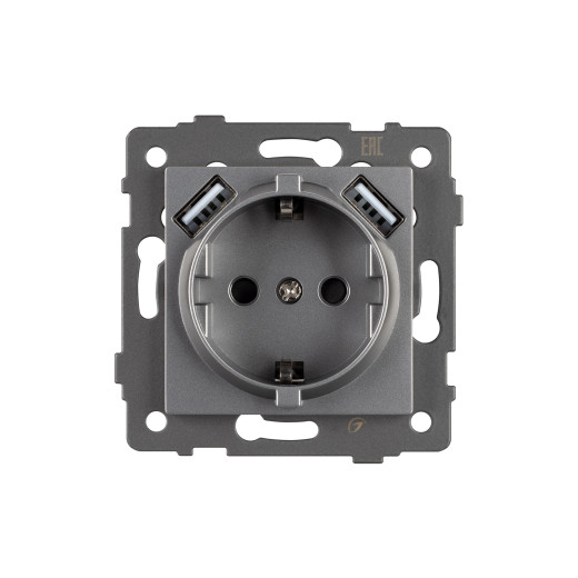Механизм розетки с USB зарядкой SCT-MUAA-PL-GR-V (250V, 16A) (Arlight, -)