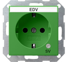 Gira Розетка с з/к  с зеленой контрольной лампочкой и полем для надписи, зелен., ”SV” (обычные меры безопасности)